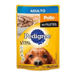 Pedigree pouch 10x100 grs res/pollo/cordero