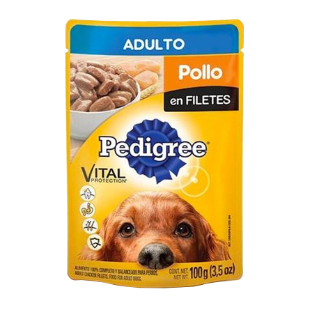 Pedigree pouch 10x100 grs res/pollo/cordero