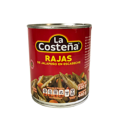 Chiles en rajas La costeña 820 gr