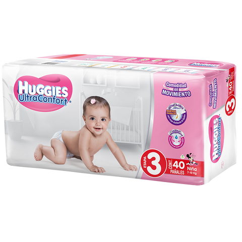 HUGGIES T-3 NIÑA 5/40 ULTRA CONFORT NUEVO