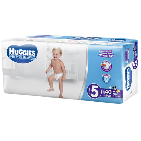 HUGGIES T-5 NIÑO 5/40 ULTRA CONFORT NUEVO